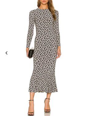 Norma Kamali Long Sleeve Fishtail Crew Maxi Dress - S